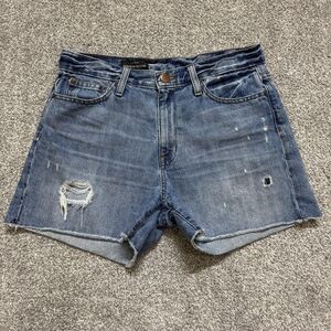 J.Crew Shorts Womens 28 Blue Broken-In Boyfriend Denim Distressed Raw Hem Cutoff